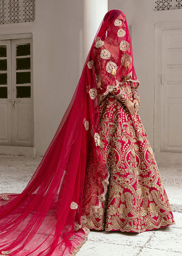 Pakistani Red Bridal Dress in Gown Style