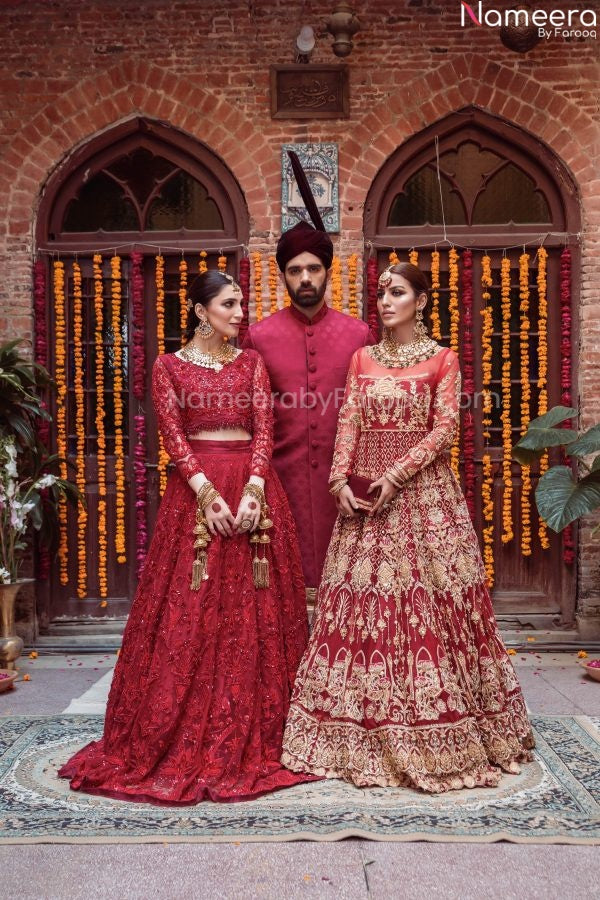 Pakistani Red Bridal Lehenga Choli for Wedding Wear