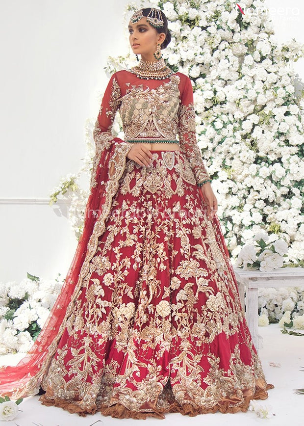 Pakistani Red Bridal Lehenga Online for Wedding