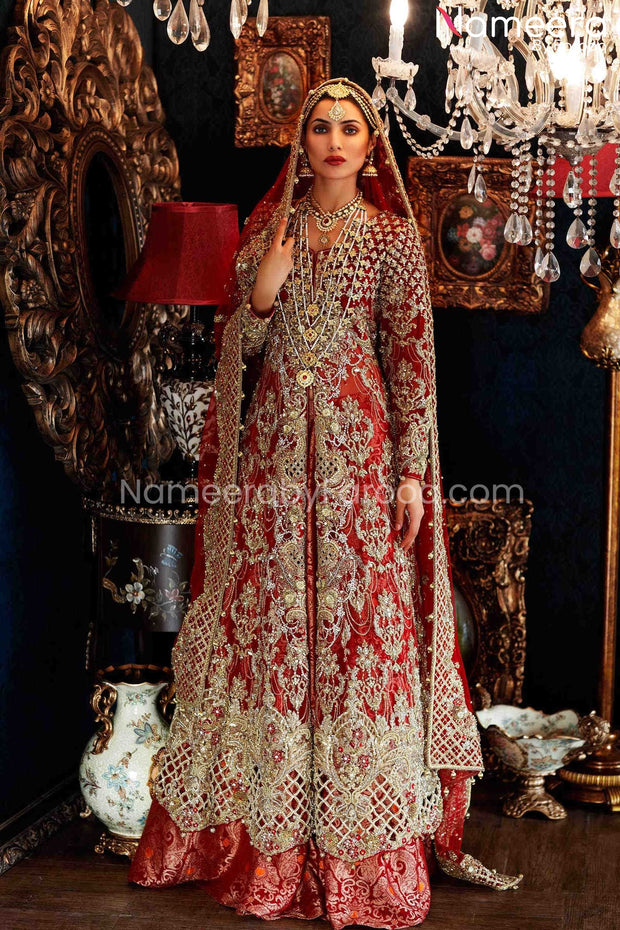 Pakistani Red Bridal Lehenga