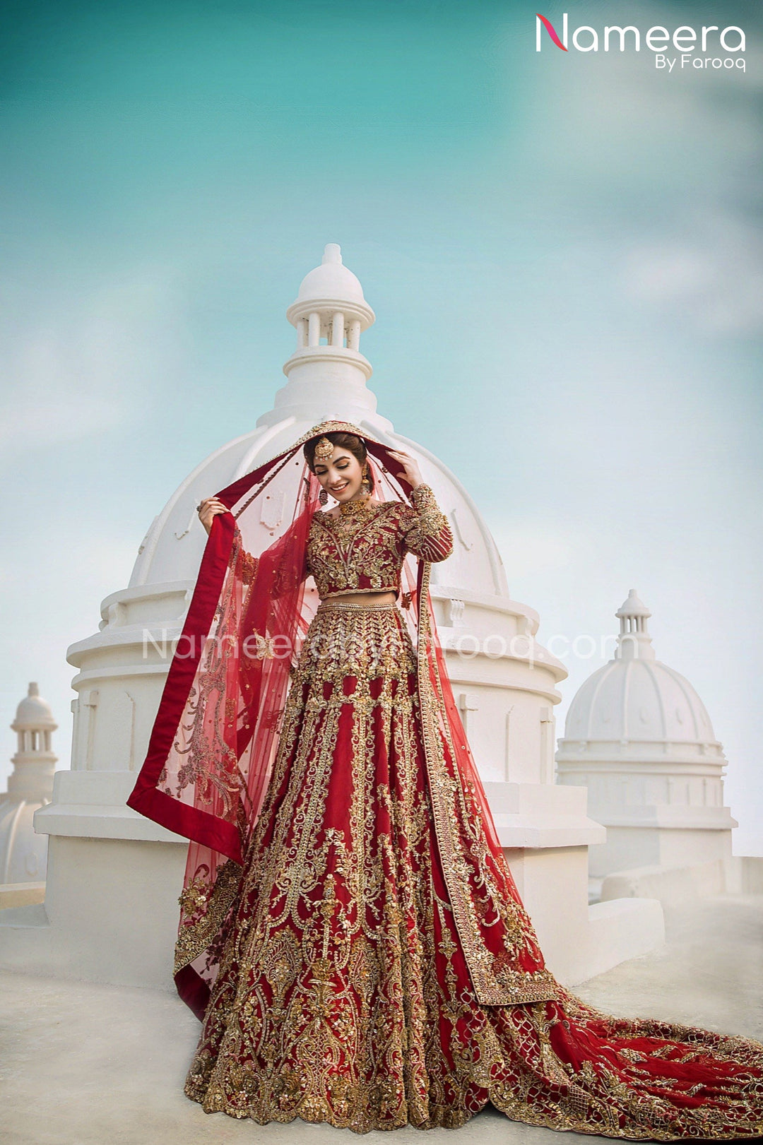 Pakistani Red Bridal Lehenga