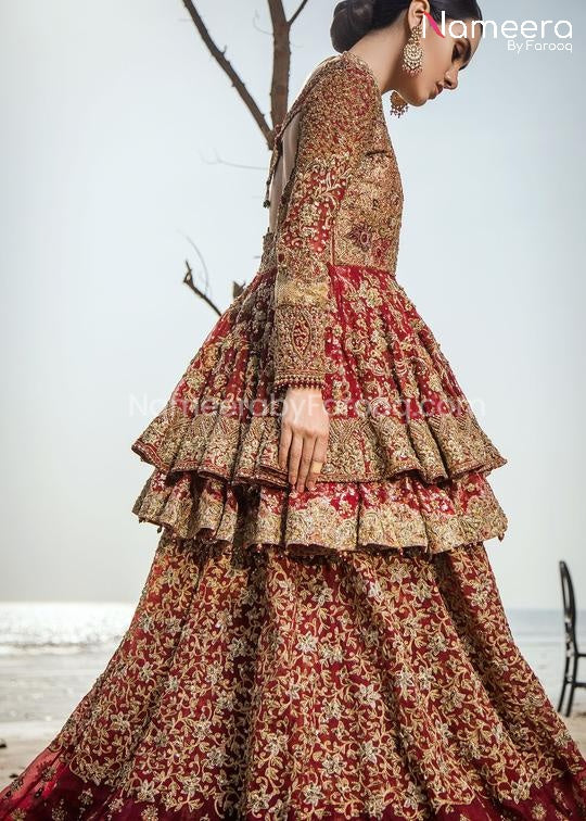 Pakistani Red Bridal Lehenga