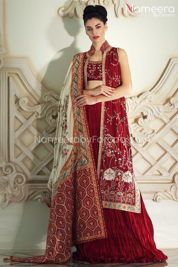 Pakistani Red Bridal Lehenga
