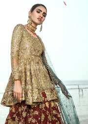 Pakistani Red Bridal Lehenga with Frock