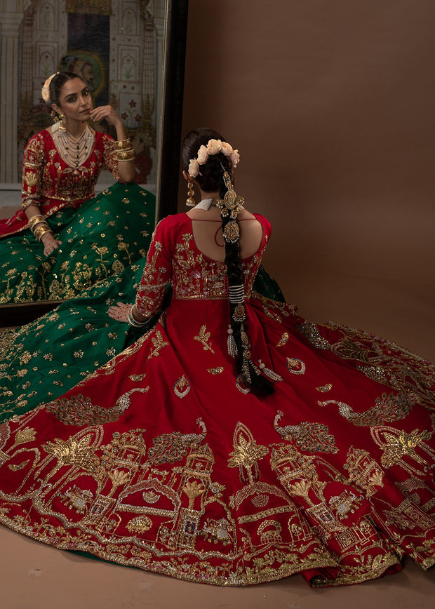 Pakistani Red Bridal Pishwas for Wedding Backside Look