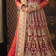 Pakistani Red Dress in Bridal Pishwas Style Online