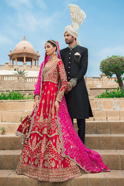 Pakistani Red Dress in Gown Style for Bride