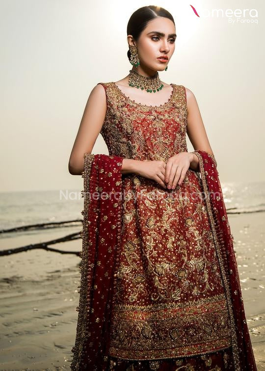 Pakistani Red Embroidered Dress