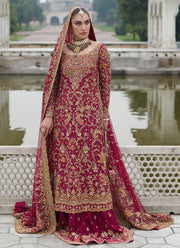 Red Golden Lehenga Kameez for Pakistani Bridal Wear