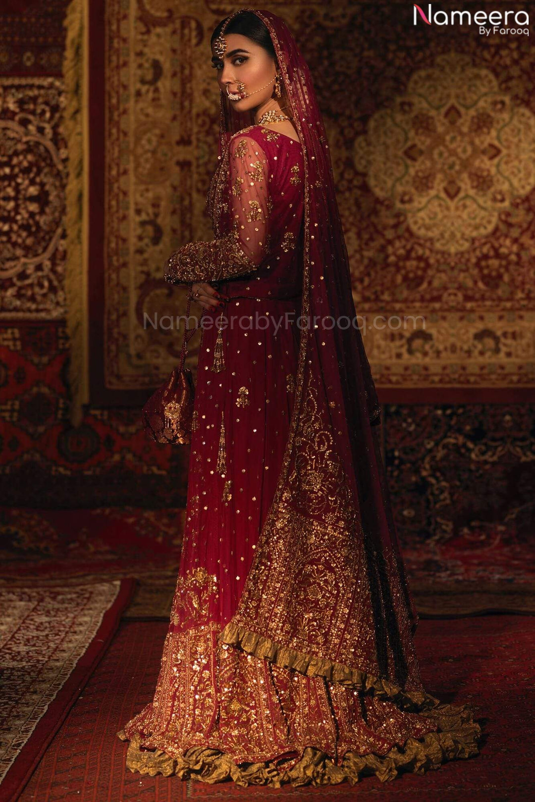 Pakistani Red Lehenga Choli for Wedding Wear