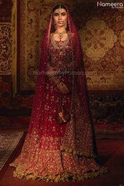 Pakistani Red Lehenga Dress for Wedding Wear
