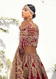 Pakistani Red Lehenga for Marriage with Choli Back Look