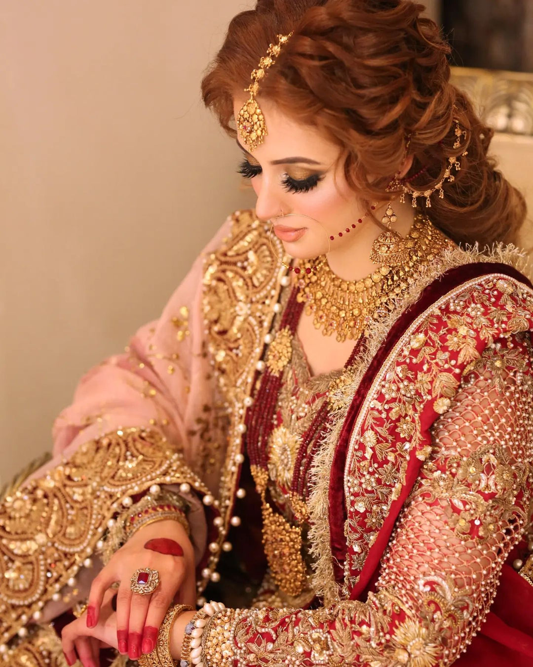 Elegant Pakistani Bridal Lehenga with Front Open Gown