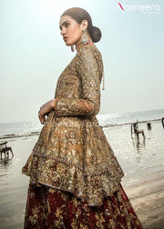 Pakistani Red Lehenga with  Short Frock