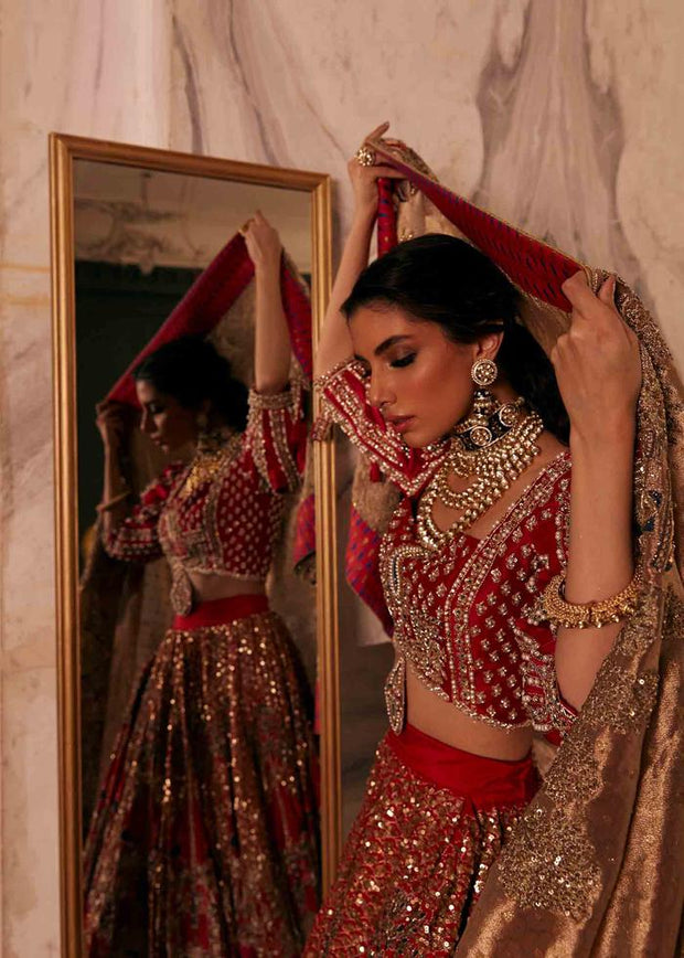 Pakistani Red Lehnga Dress for Bridal Wear 2022