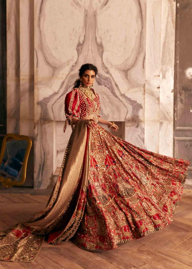 Pakistani Red Lehnga Dress for Bridal Wear