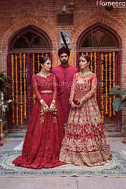 Pakistani Red Maroon Bridal Lehenga for Wedding 