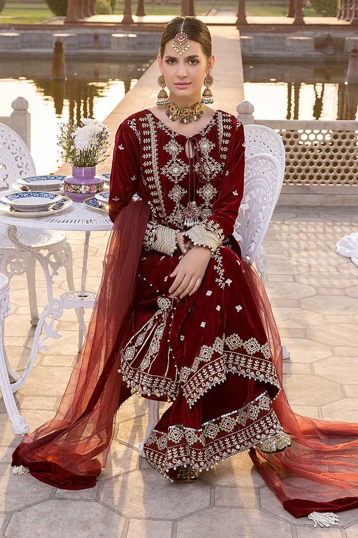 Pakistani Red Velvet Salwar Kameez 
