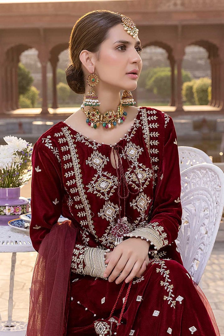 Pakistani Red Velvet Salwar Kameez for Party Wear 2022