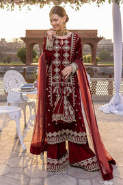 Pakistani Red Velvet Salwar Kameez for Party Wear