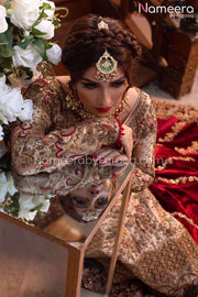 Pakistani Red and Golden Wedding Dress