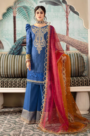Pakistani Royal Blue Kurti Trousers with Dupatta wedding Party Wear