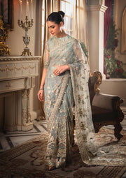 Pakistani Saree Dress in Greenish Grey Shade Latest
