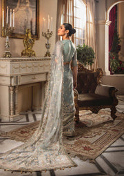 Pakistani Saree Dress in Greenish Grey Shade Online