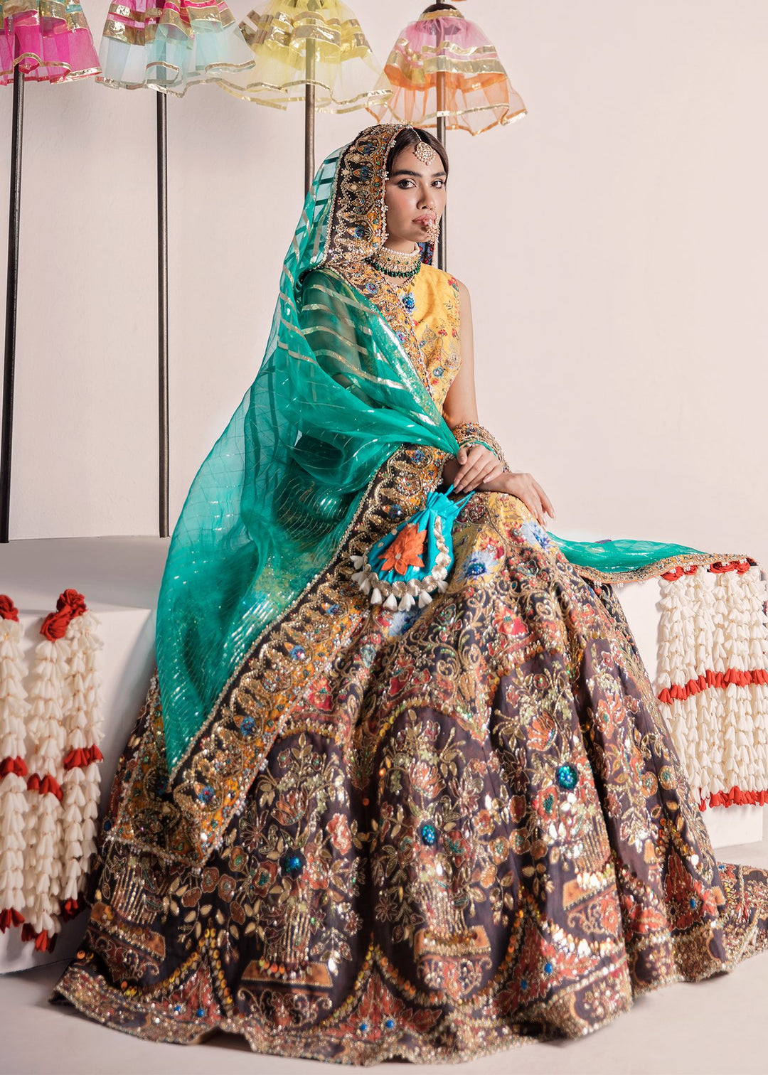 Pakistani Satrangi Lehnga Choli for Mehndi
