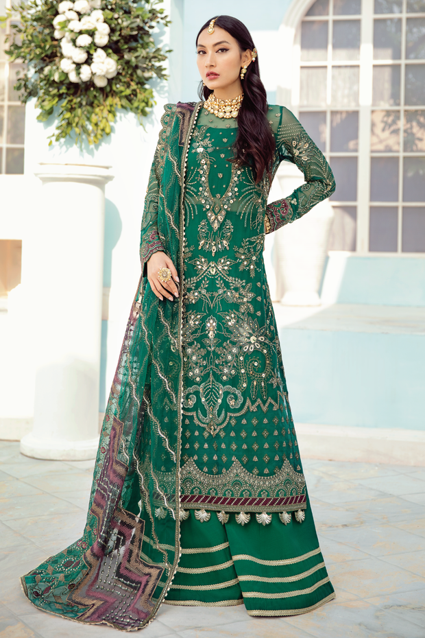 Pakistani Sharara in Green Shade with Embroidery