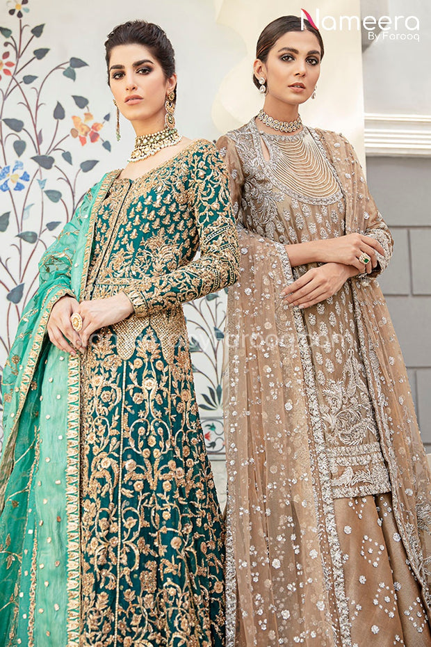 Pakistani Short Frock with Bridal Gharara Dress