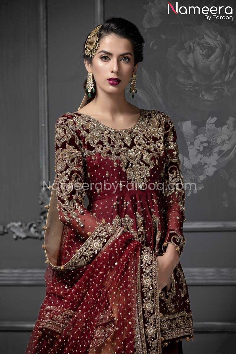 Pakistani Short Frock with Bridal Lehenga