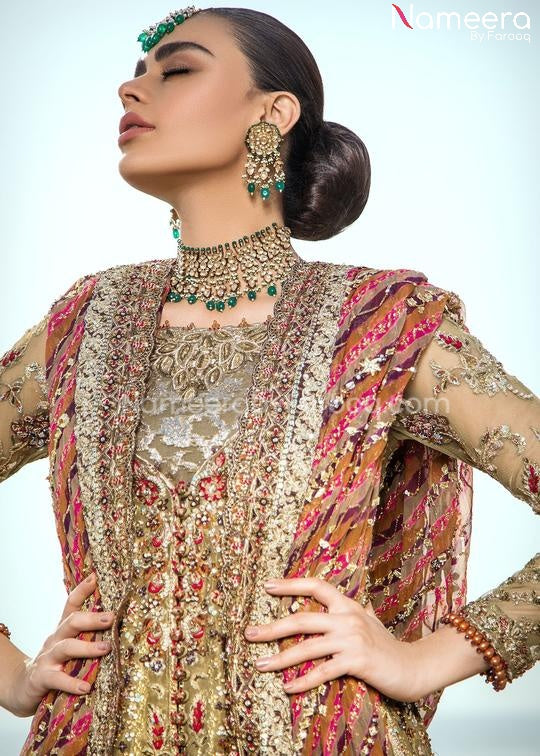 Pakistani Short Frock with Sharara