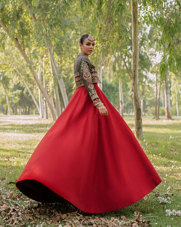 Pakistani Short Jacket Style Salwar Kameez Frock for Ladies