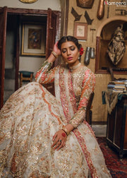 Pakistani Silk Bridal Lehenga with Long Frock