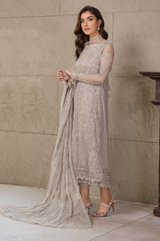 Pakistani Silver Embroidered Long Kameez with Capri Party wear