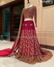 Pakistani Stunning Pink Bridal Lehnga Choli 