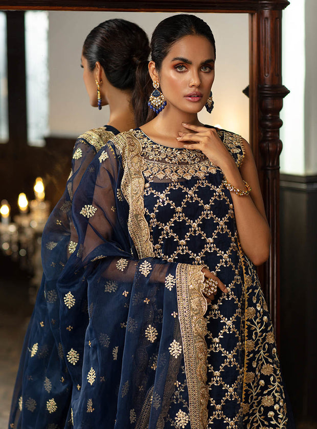 Pakistani Suit In Navy Blue Color