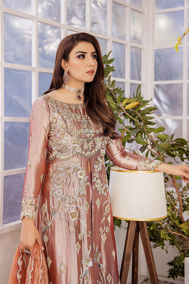 Pakistani Tea Pink Hand Embellished Bridal Gown Wedding Dress
