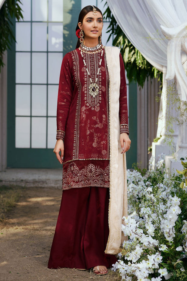 Pakistani Traditional Maroon Kameez trousers with Dupatta Eid Dress 2023