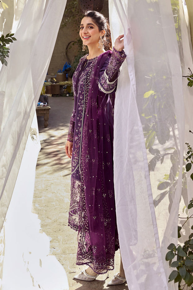 Pakistani Traditional Purple Long Kameez with Capri Eid Dress