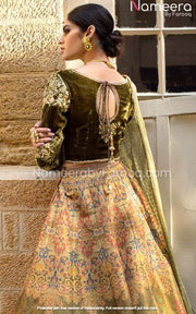 Pakistani Velvet Choli Lehenga for Wedding Wear