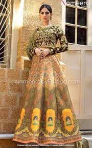 Pakistani Velvet Choli Lehenga for Wedding Wear