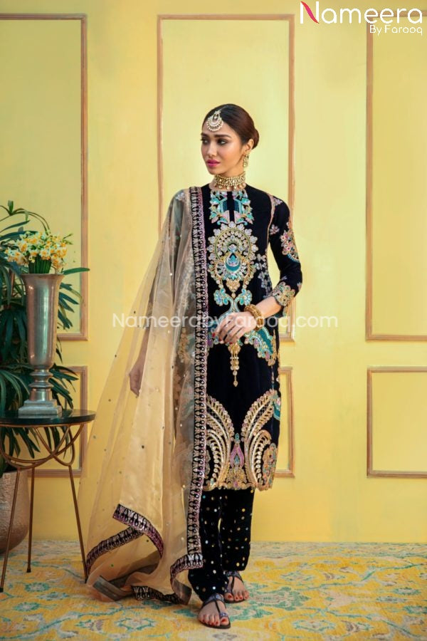 Pakistani Velvet Designer Suits for Wedding Party