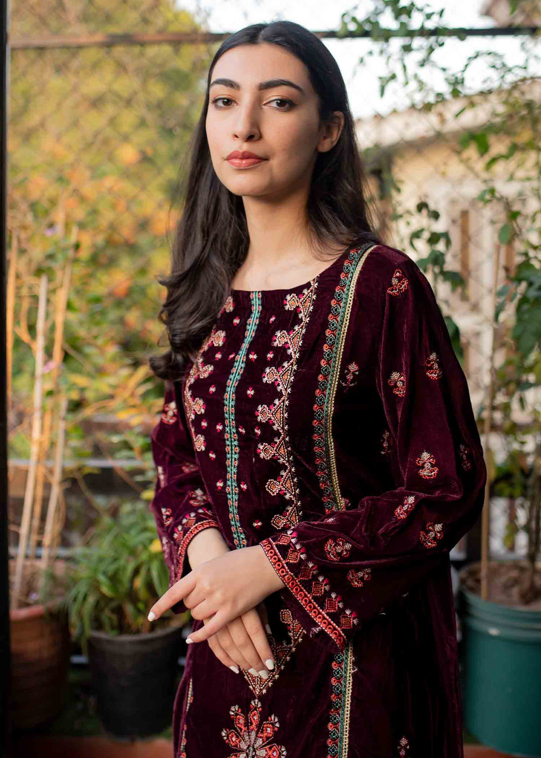 Pakistani Velvet Dress with Fine Embroidery Online 2021 MEDIUM