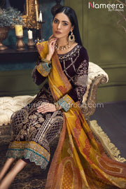 Pakistani Velvet Dress with Hand-Embellishments Online