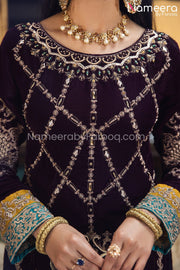 Pakistani Velvet Dress with Hand-Embellishments Party Wear