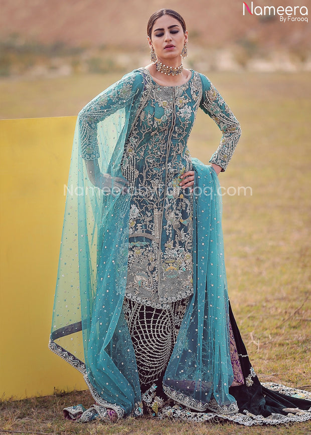 Pakistani Velvet Lehenga Bridal for Wedding 2021 Shirt Look