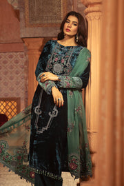 Pakistani Velvet Suit in Bottle Green Shade Online
