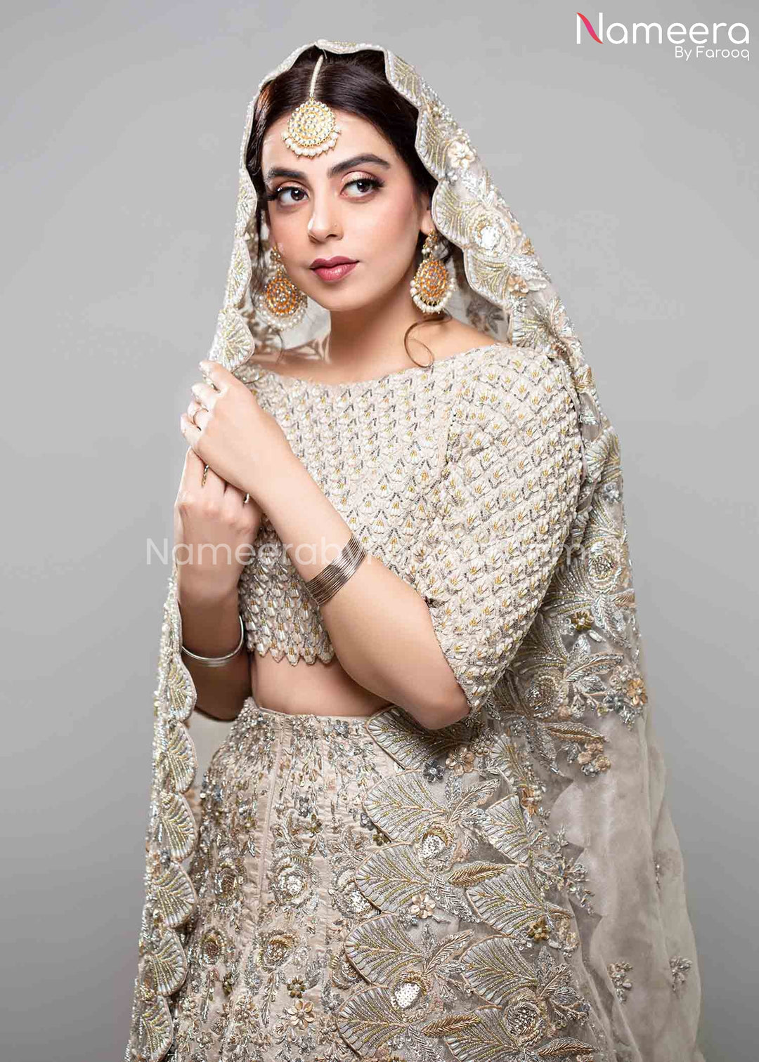  Pakistani Walima Dress for Girl with Embroidery Sleeves Embroidery